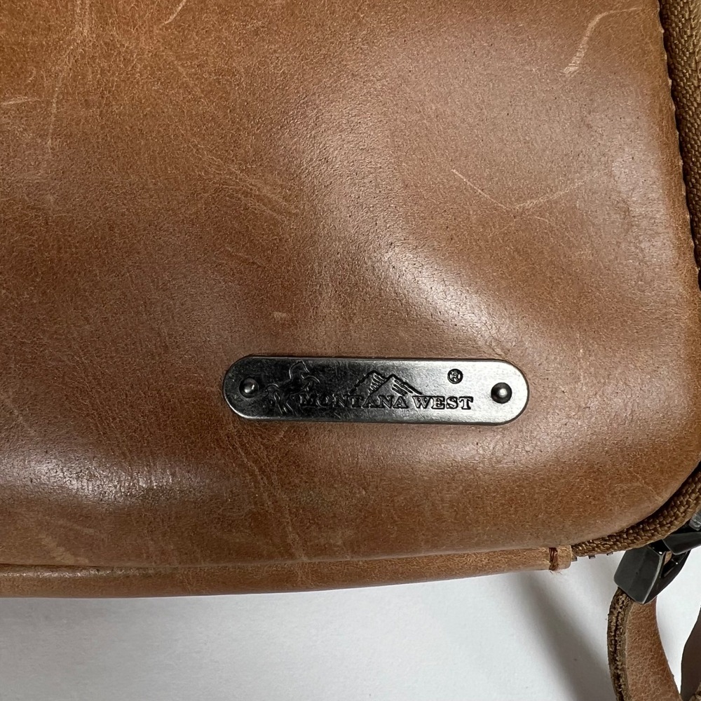 Montana‎ West Womens Leather Concealed Carry Crossbody Bag Brown Western Studded - Picture 7 of 13